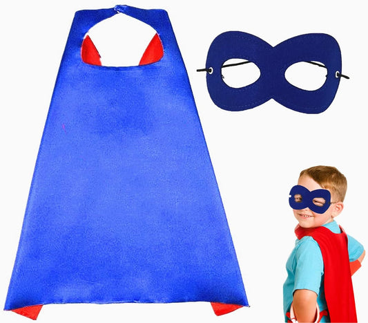Capes and Masks for Kids Double Side Dress up Costumes Christmas Halloween Cosplay Gift for Boys Girls