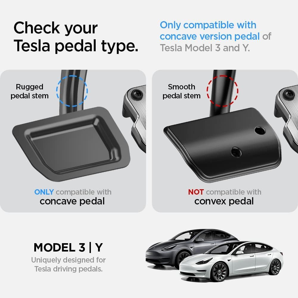 Stuttgart Type a (Concave Pedal) Designed for Tesla Model 3 & Y Non-Slip Performance Stainless Steel Foot Pedal with EZ Slide [Compatible with Model 3 2024 Refresh]