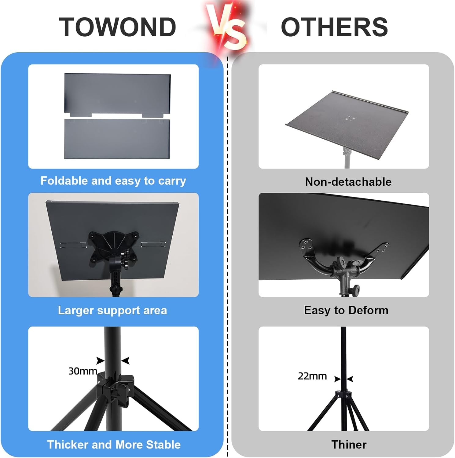 Projector Screen and Stand, 100 Inch, Projector Stand Tripod Portable Laptop Tripod Stand Adjustable Height 22 to 47Inch