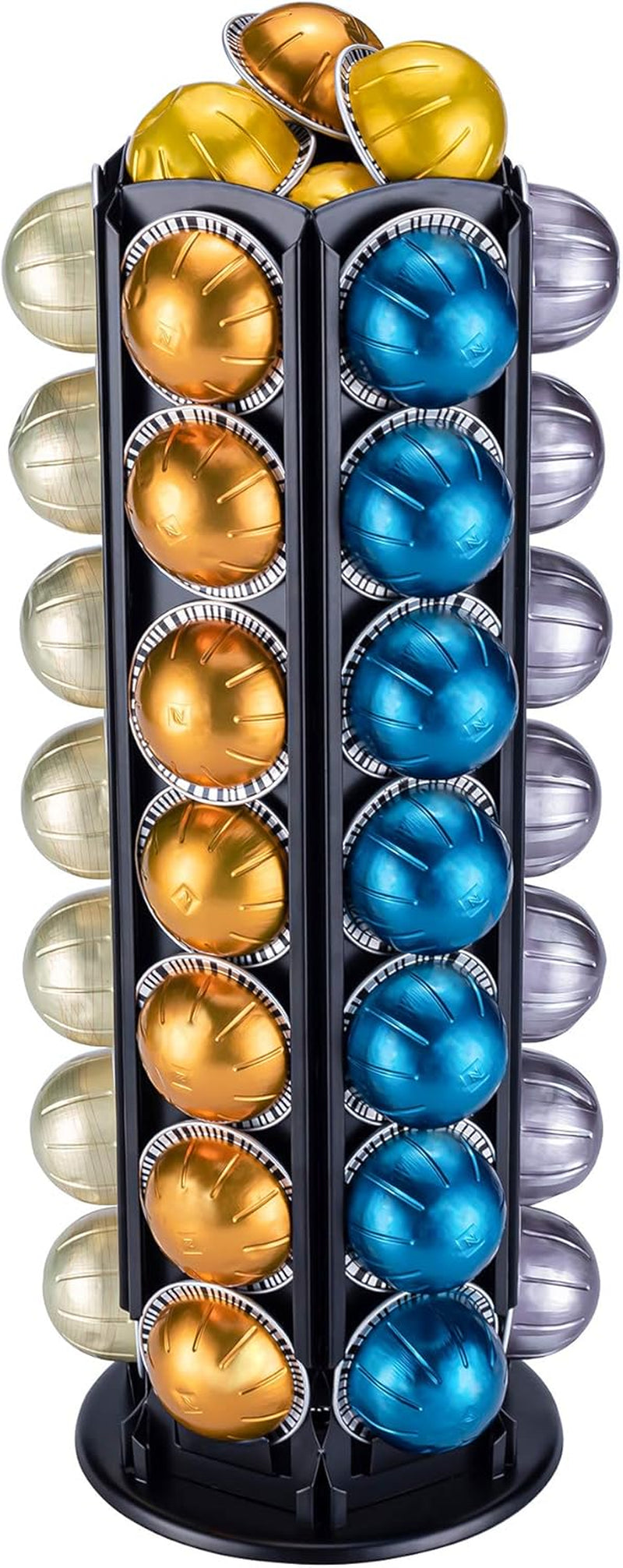 Vertuo Pod Holder Carousel Stand for Nespresso Vertuo Capsule Storage Organizer with Extra Space for Coffee Mate Silent Rolling (Vertuo 80+ Pod Storage)