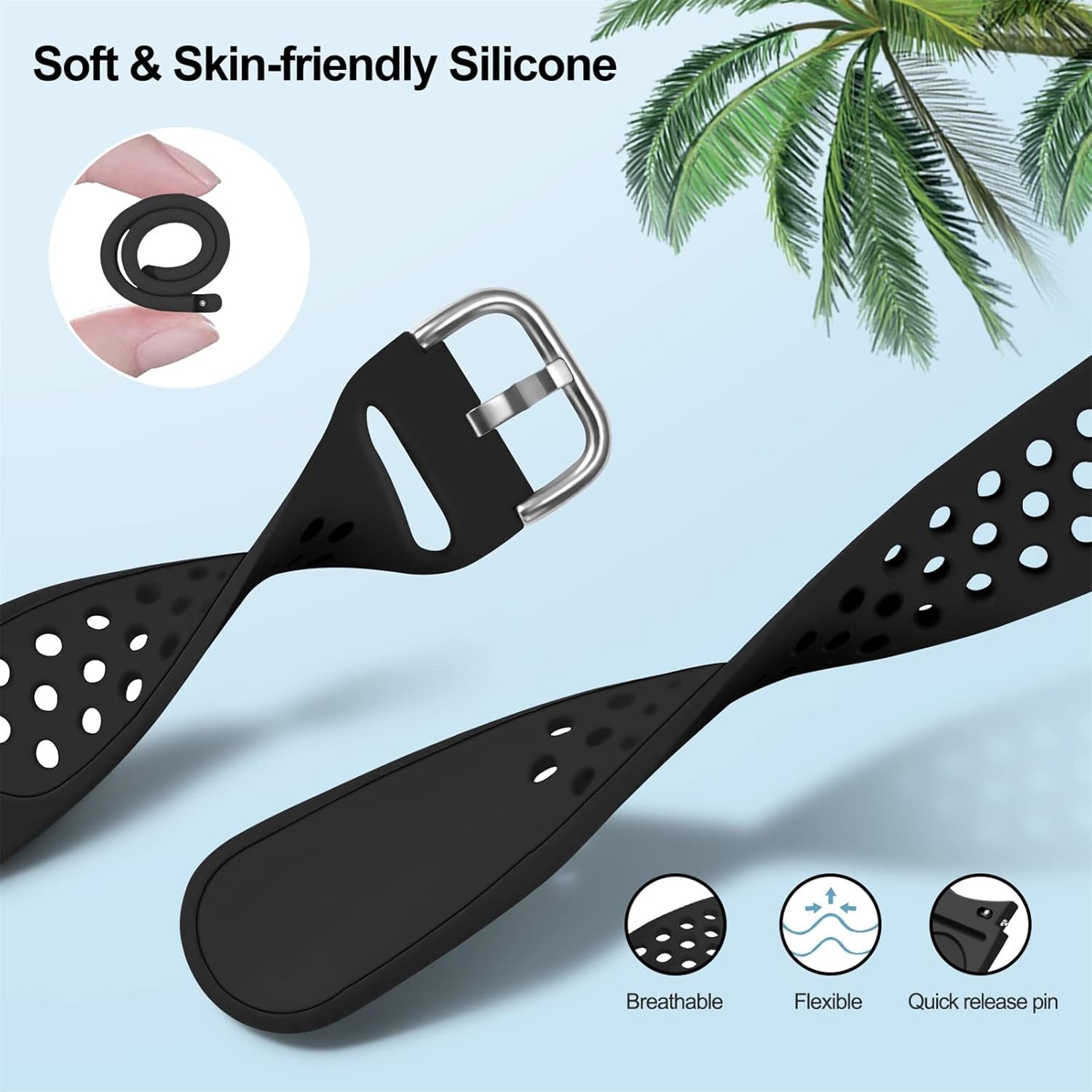Sport Bands for Samsung Galaxy Watch 6/5/4 40Mm 44Mm,Watch 6/4 Classic 47Mm 43Mm/46Mm 42Mm Women/Men,Silicone Strap for Samsung Watch 5 Pro 45Mm,No Gap Replacement Wristband Breathable Correa