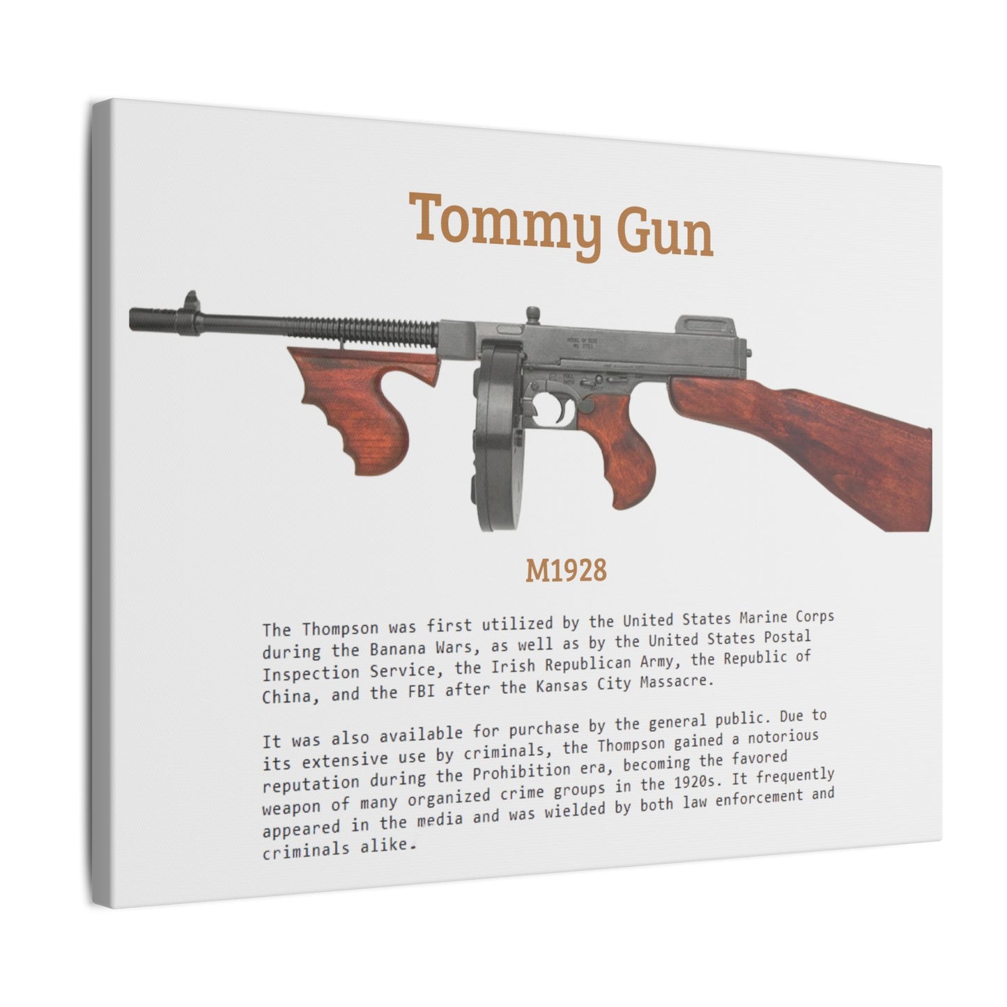 Thompson submachine gun TOMMY GUN M1928 Matte Canvas, Stretched, 0.75" (Multi-Size)