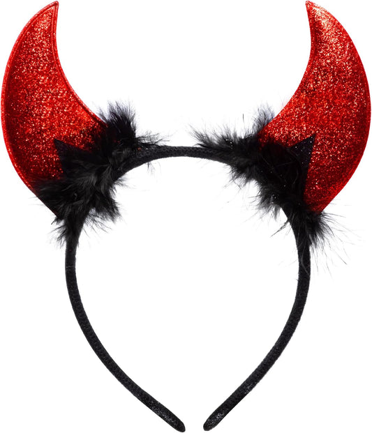 Halloween Devil Horns Headband Red Demon Headwear, Costume Accessories for Kids Girls Women Halloween Party Favors, Cosplay Costume