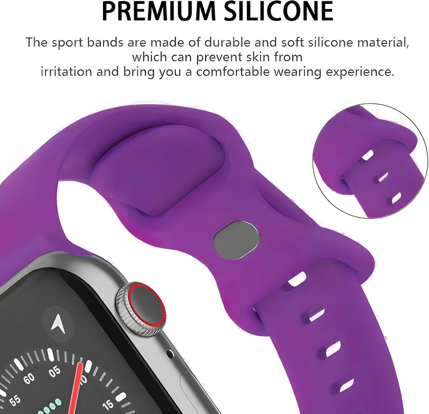 Watch Band Compatible with Apple Watch Series 38Mm 40Mm 41Mm 42Mm 44Mm 45Mm 49Mm SE Series Ultra | Sport Bands Waterproof Strap with Soft Silicone