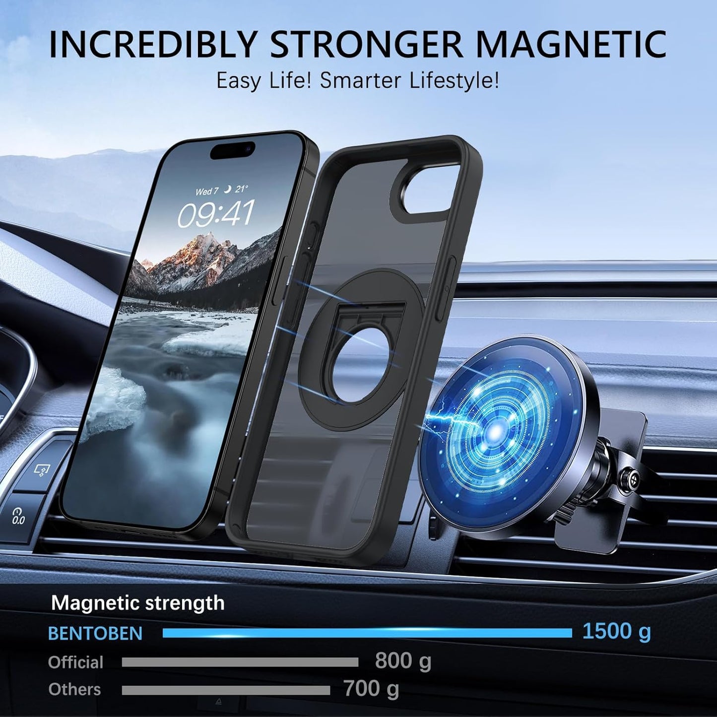 for Stand Iphone 16E Case, Iphone SE4 2025 Phone Case, [Compatible with Magsafe Accessories], Kickstand Ring Holder Matte Design Shockproof Protective Iphone 16E/SE4 Cover 6.1Inch, Black