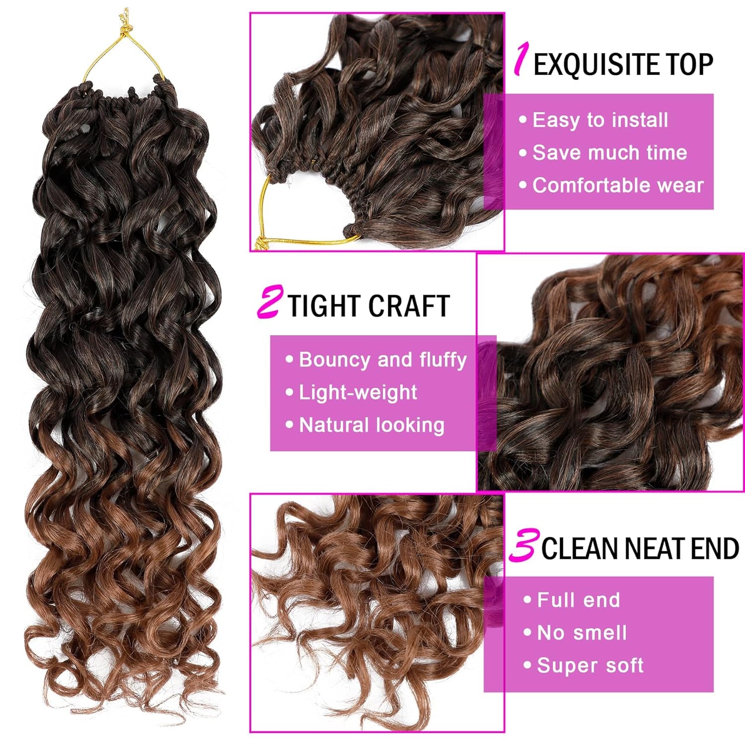 7 Packs Gogo Curl Crochet Hair 10 Inch Short Curly Crochet Hair for Women Beach Curl Water Wave Deep Twist Crochet Braids Synthetic Braiding Hair Extensions(10 Inch, T1B/30)