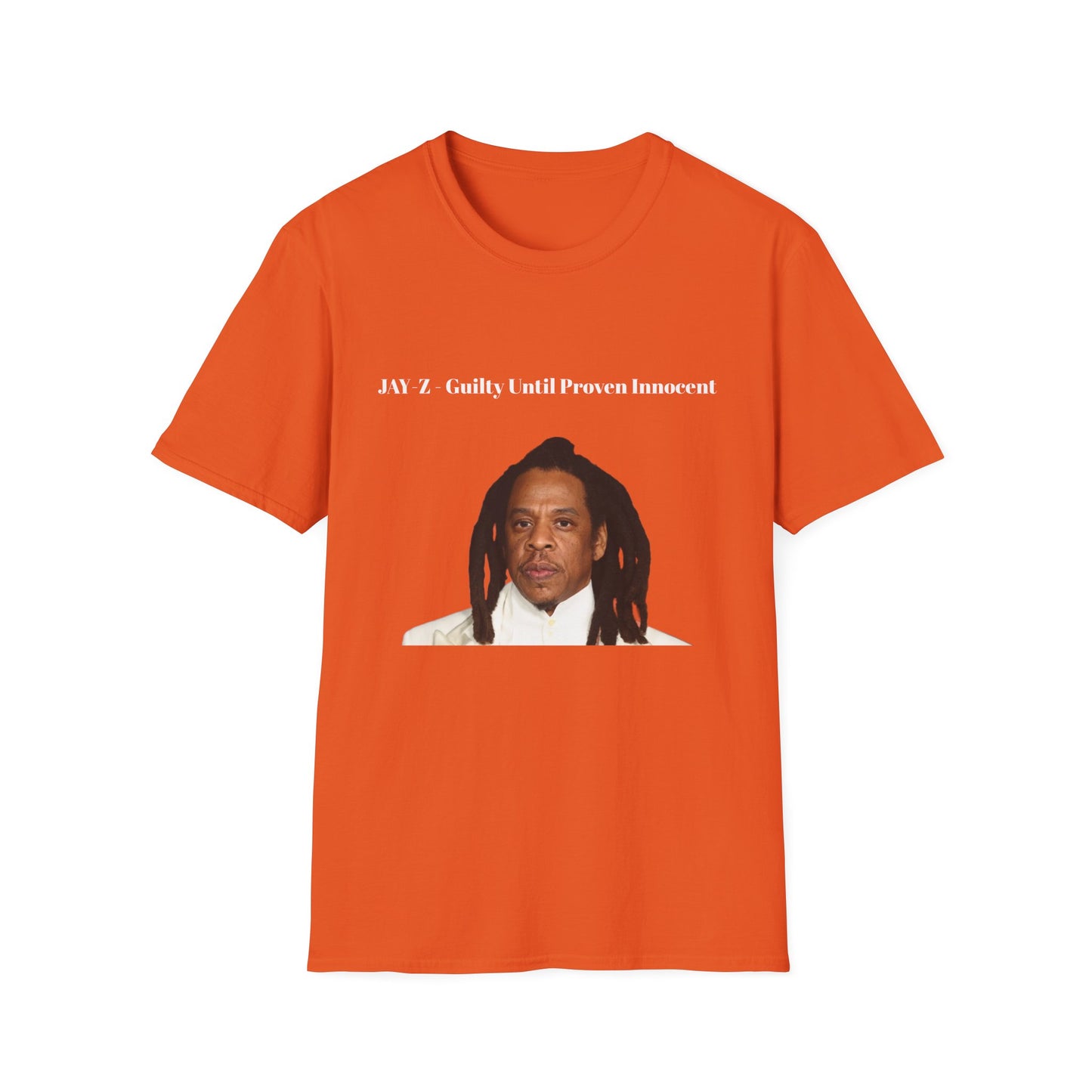 The JAY-Z "Guilty Until Proven Innocent" Unisex Softstyle T-Shirt is a stylish and comfortable graphic tee