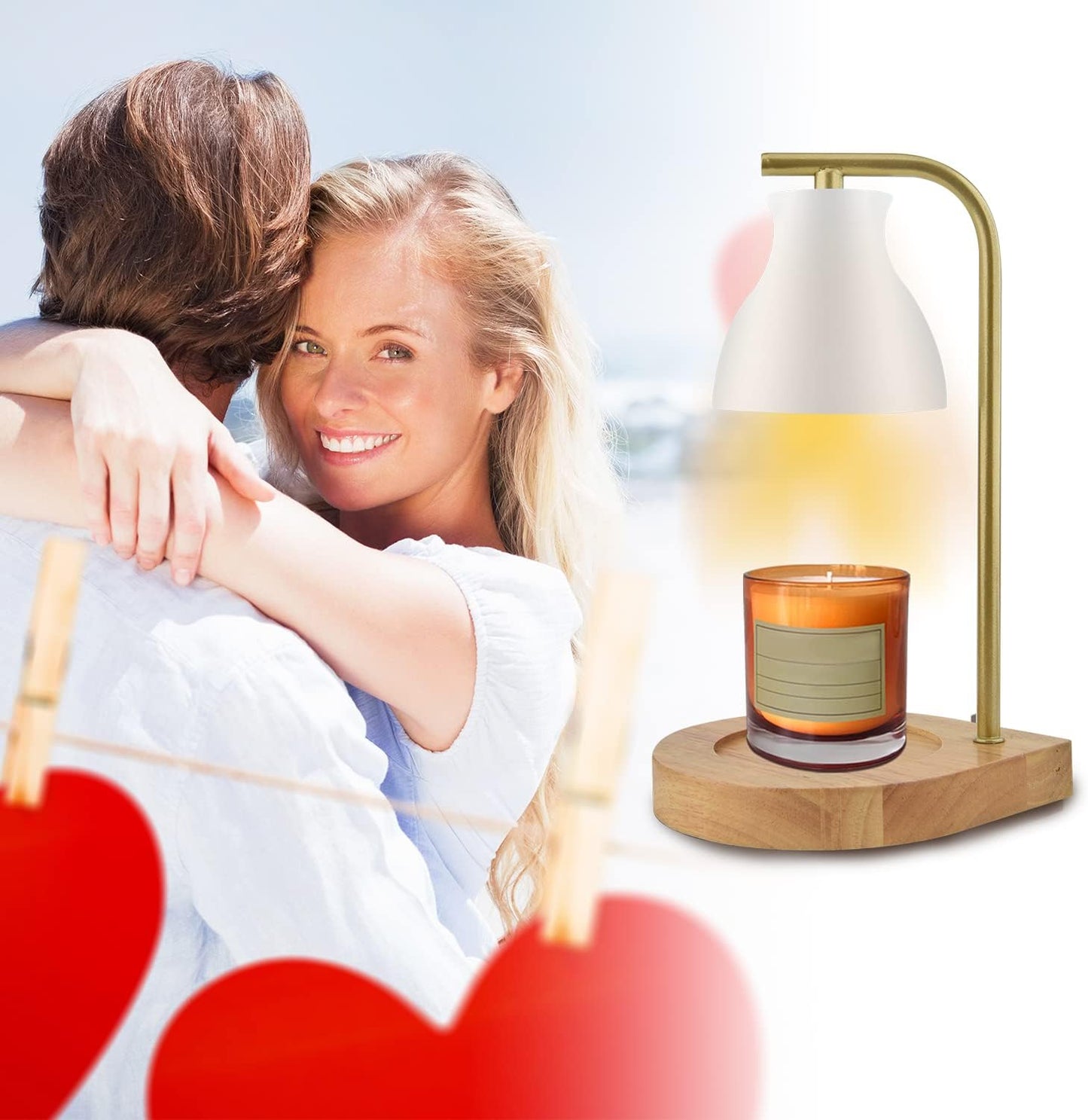 Candle Warmer Lamp - Candle Lamp Warmer with Dimmable, Birthday Gifts for Mom Women, House Warming Gifts New Home Decor, Wax Melt Warmer with 2 Bulbs D.White Gold