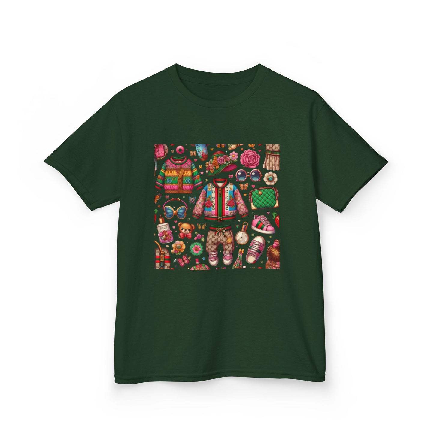 Whimsical Gucci-Inspired Kids' Tee with Fun Patterns for Playful Days