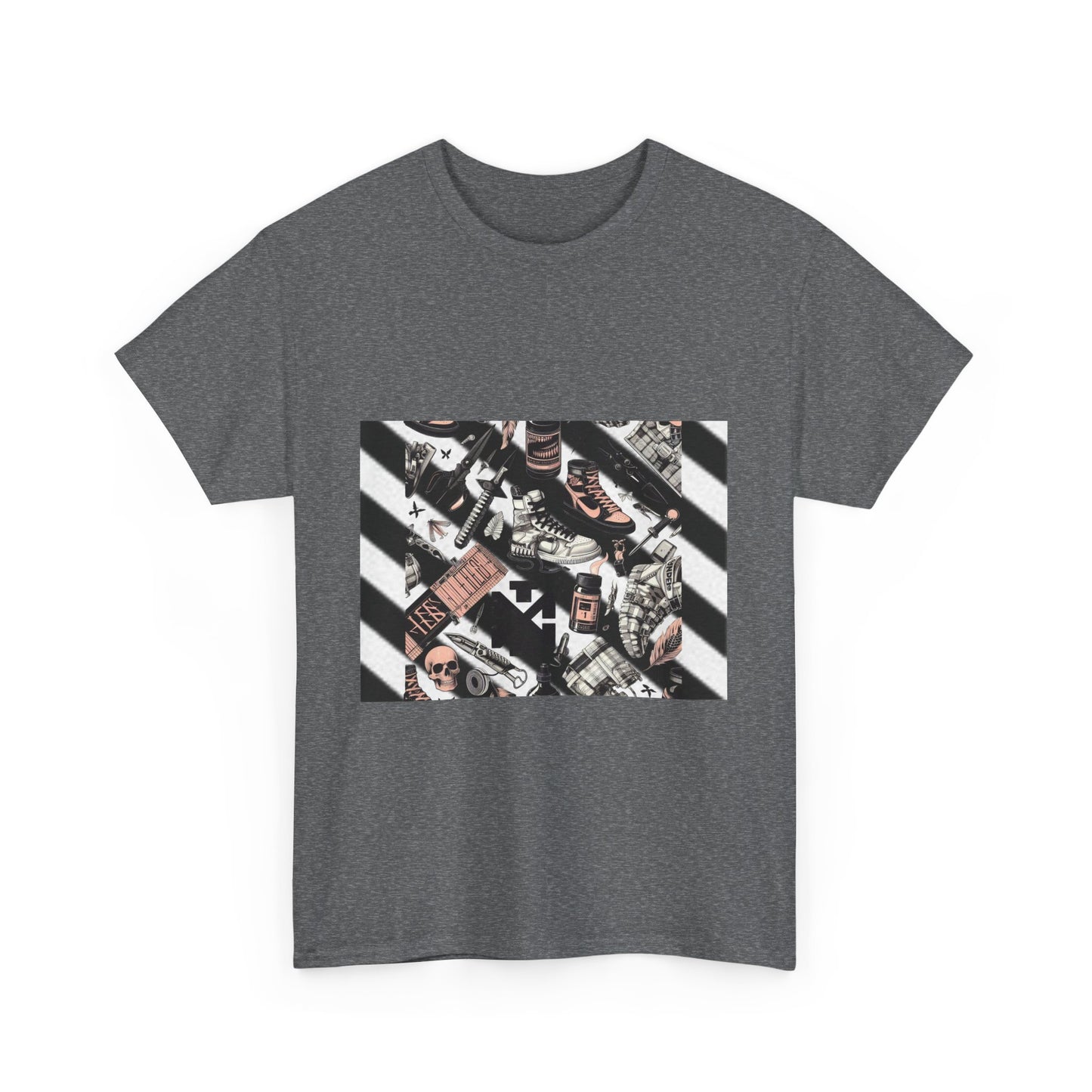 Graphic Unisex Heavy Cotton Tee - Urban Streetwear Vibe Off-White Inspired