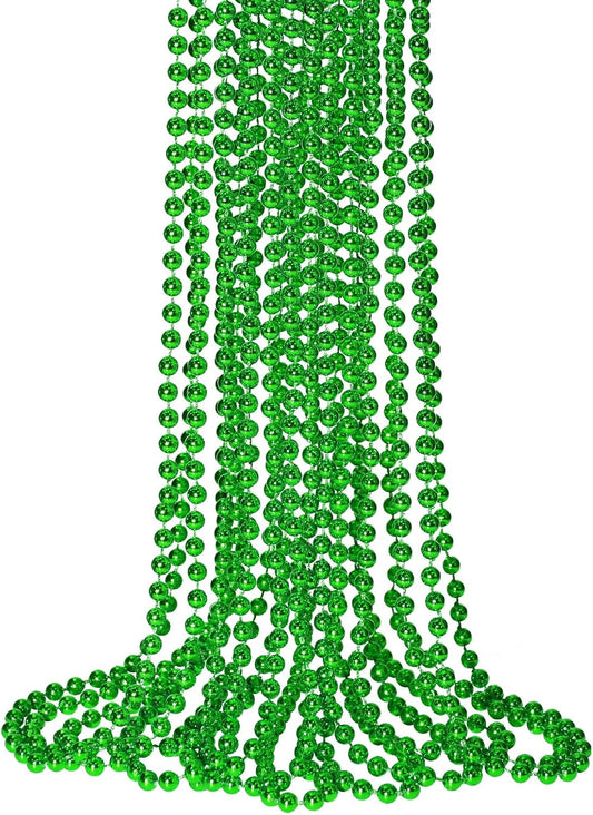 12 PCS St. Patricks Day Beads Necklace, 33" Green Mardi Gras Beads Necklaces Christmas Necklaces Irish Saint Patricks Necklaces for St. Patricks Day Mardi Gras Parade Throws Birthday Party Favors
