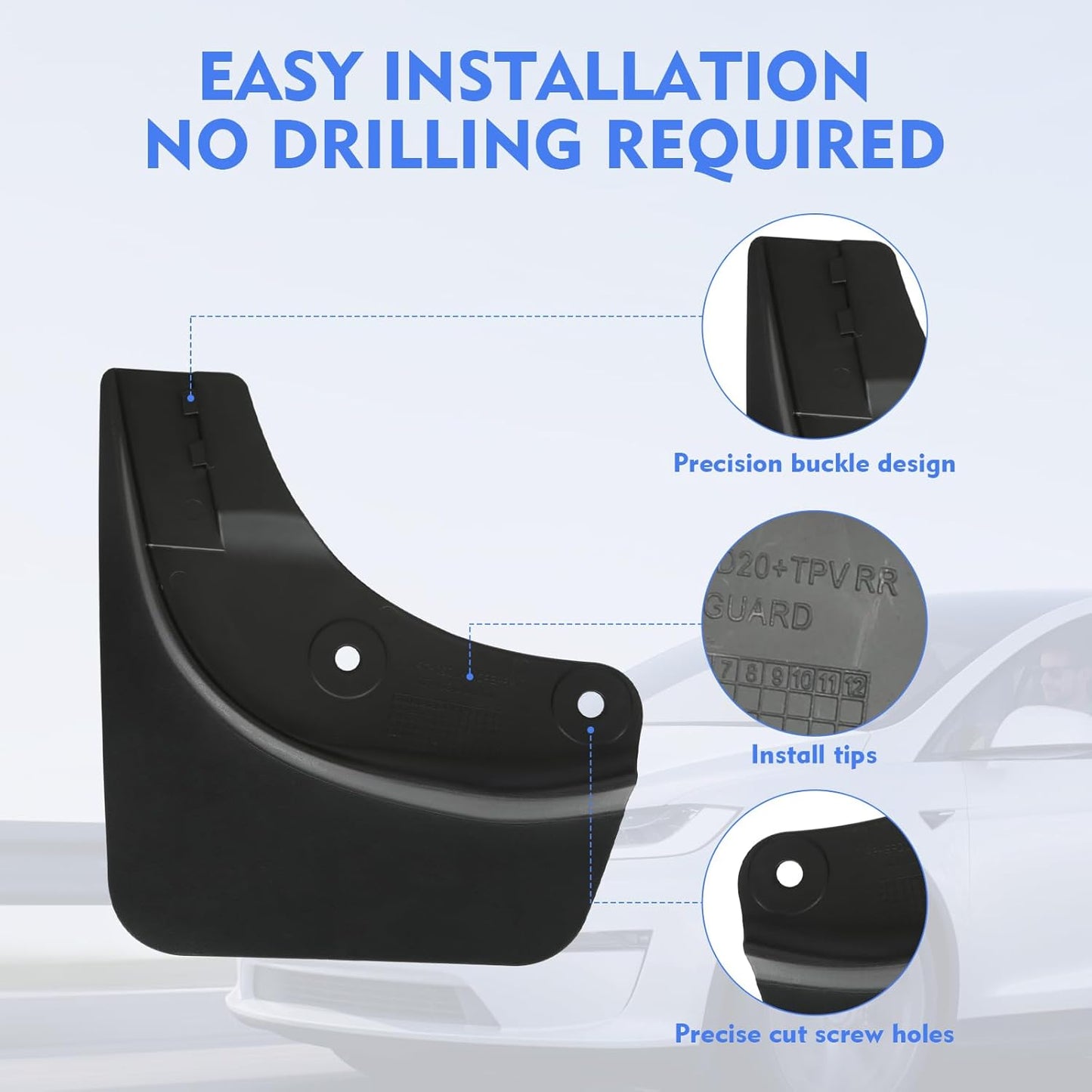 Model Y Mud Flaps for Tesla Model Y Accessories 2024 Mud Flaps Tire Splash Guards Fit for Model Y 2024 2023-2020 No Drilling Splash Guard (Model Y 2024-2021)