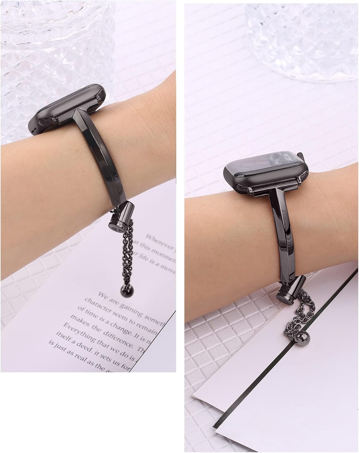 Stainless Steel Band Compatible with Apple Watch Band 38Mm 40Mm 41Mm 42Mm 44Mm 45Mm Iwatch SE Series 9 8 7 6 5 4 3 2 1, Slim Versatile Bangle Bracelet for Women