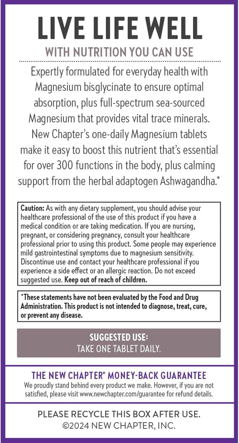 Magnesium + Ashwagandha Supplement, 325 Mg with Magnesium Glycinate, 2.5X Absorption, Muscle Recovery, Heart & Bone Health, Calm & Relaxation, Gluten Free, Non-Gmo - 60 Ct (2 Month Supply) TLBH