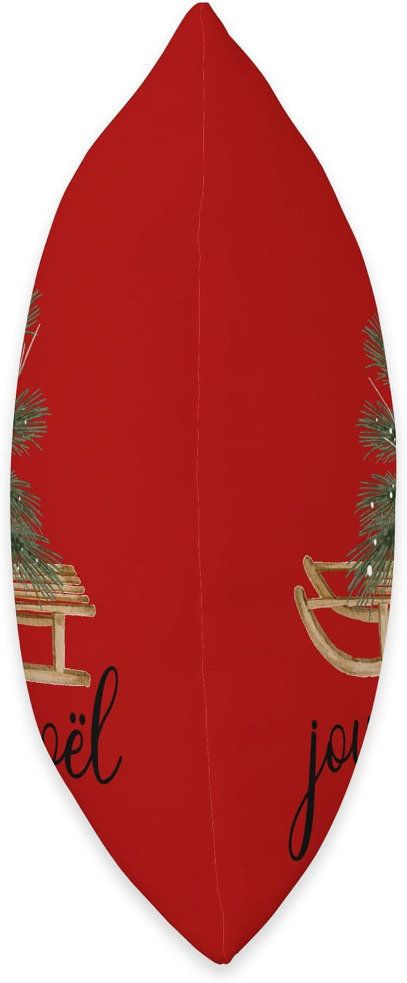 Joyeux Noel French Merry Christmas Tree and Sled Vintage Throw Pillow