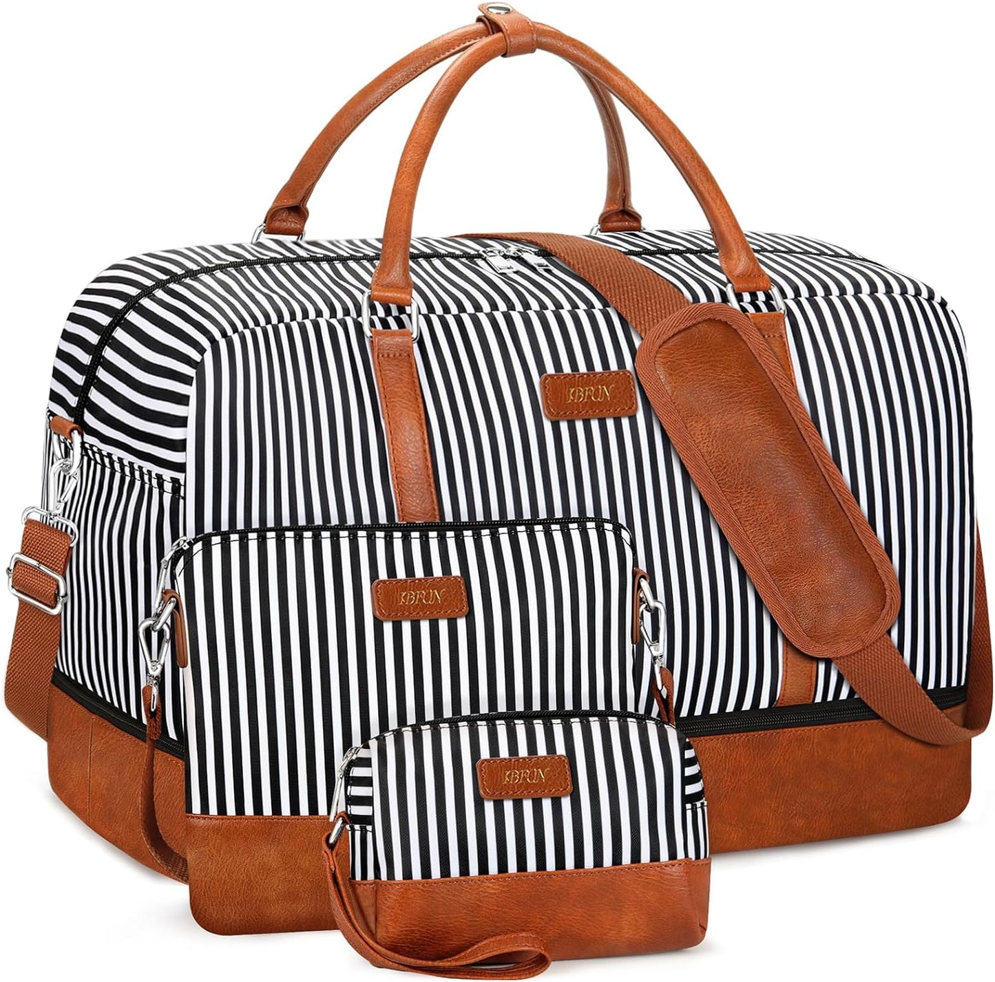 Weekender Bags for Women, 21" Weekender Travel Bag, Travel Duffle Bag with Shoe Compartment Carry on Overnight Duffel Bag for Weekend Travel Business Trip, 3PCS