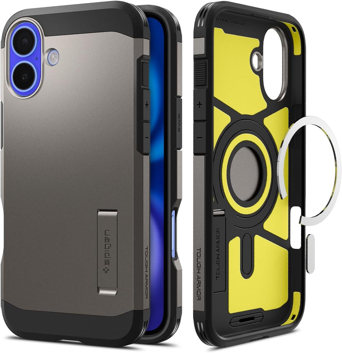 for Iphone 16E Case, Tough Armor (Ai) Magfit [Compatible with Magsafe Accessories] [Kickstand] [Military-Grade Protection] - Gunmetal