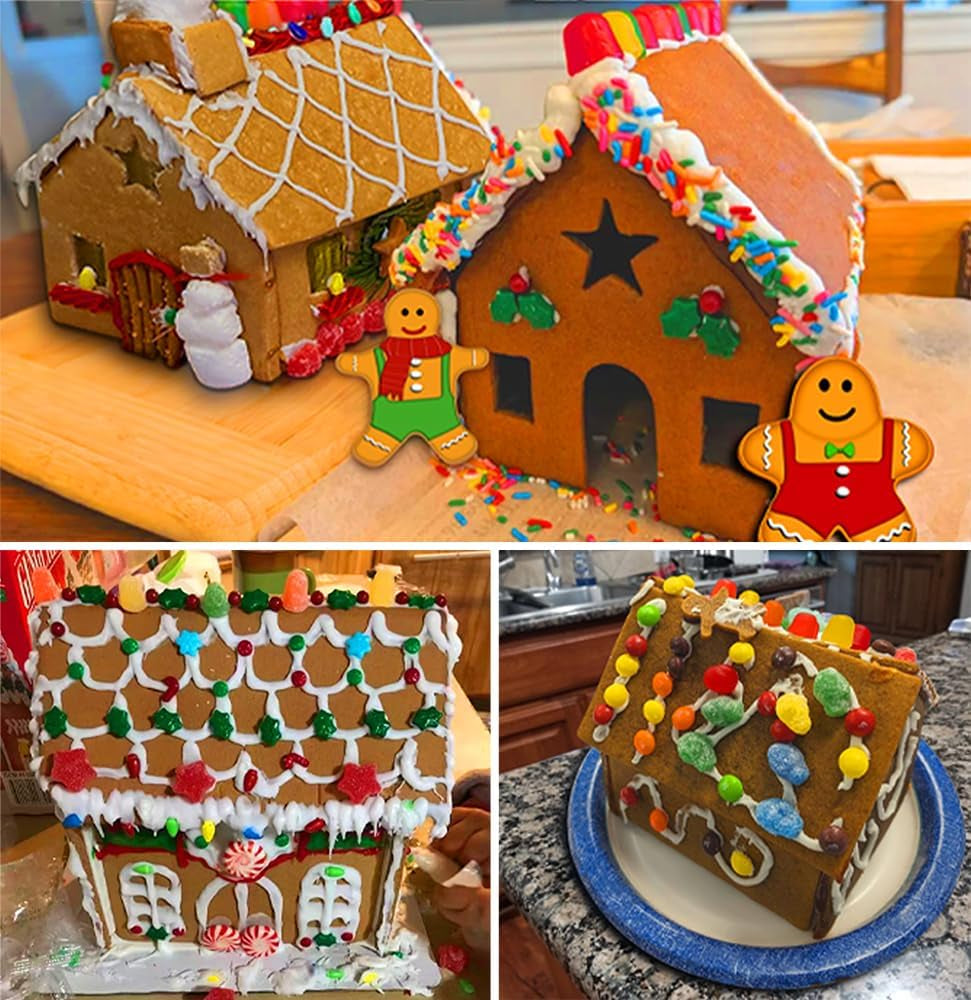 Gingerbread House Cookie Cutter Set - 3D House Cookie Cutters, Gingerbread House Kit for Holiday, Winter, Christmas & Gingerbread House Kit for Kids, Gift Package (10Pcs Christmas Cookie Cutters)