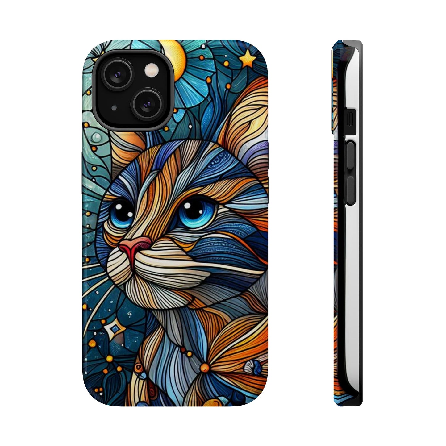 Cat-Stained Glass Magnetic Tough Cases