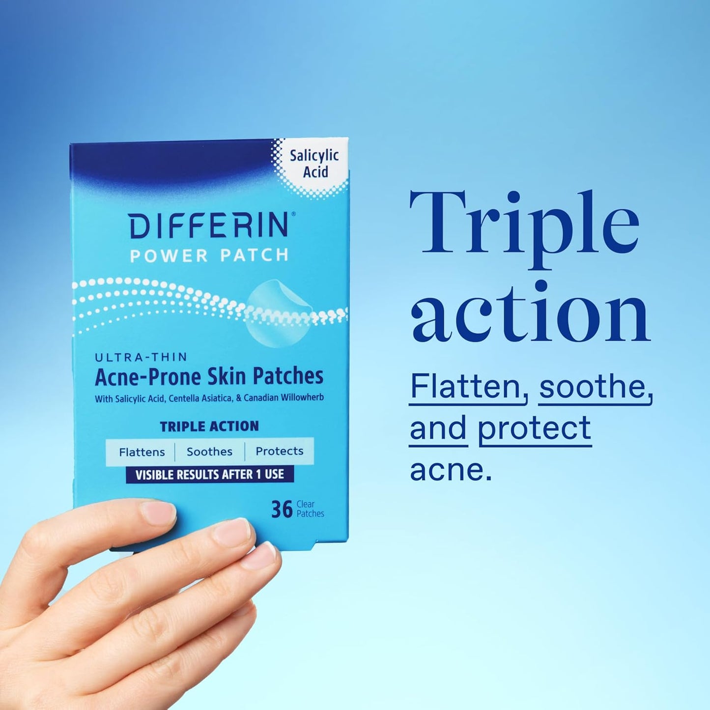 Acne Patches, Pimple Patches for Acne Prone Skin, Formulated with Salicylic Acid and Centella, Fast Triple Action Power Patch for Day & Night, Dermatologist Tested, 36 Count