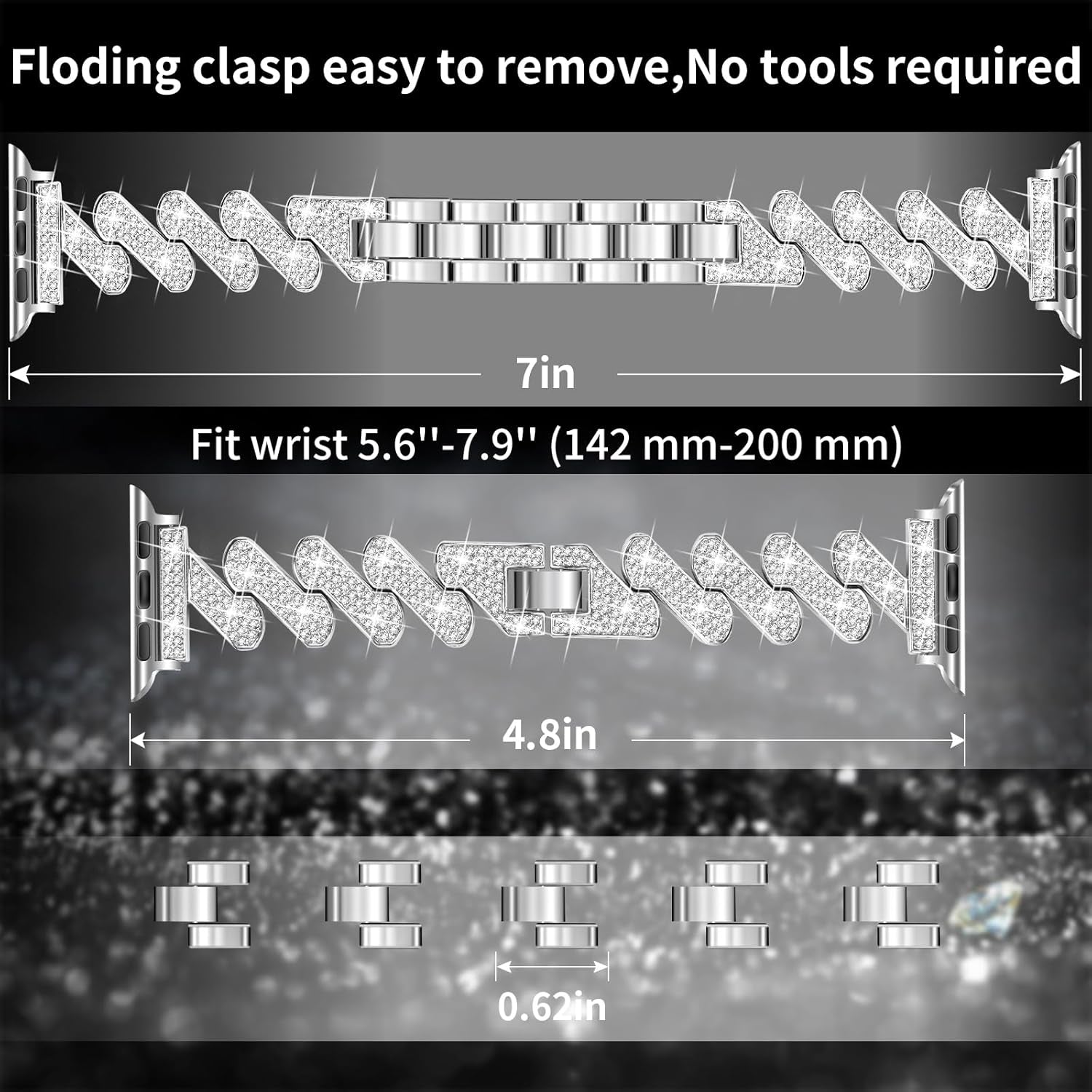 Bling Bands Compatible with Apple Watch Band 38Mm 40Mm 41Mm 42Mm 44Mm 45Mm,Women Diamond Metal Strap Bands with Glitter Case Built-In Screen Protector for Iwatch Series 9/8/7/6/5/4/3/2/1/SE