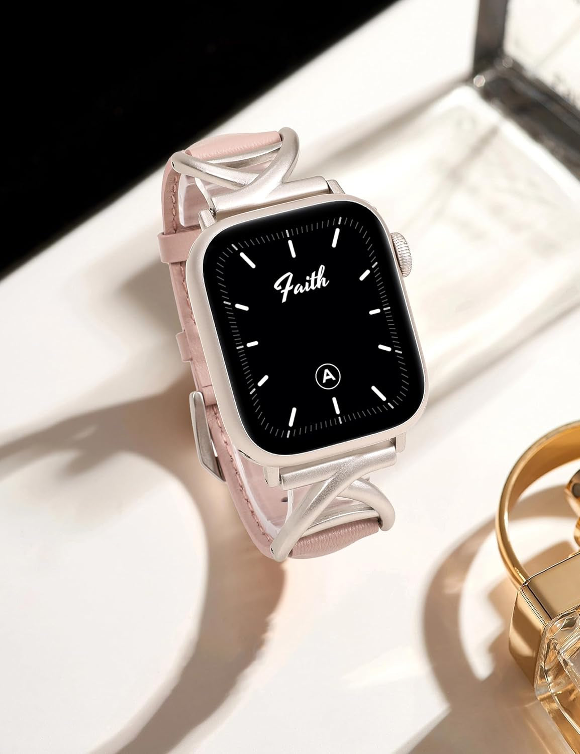 Leather Band Compatible with Apple Watch Bands 38/40/41/42/44/45/46/49Mm Women, Slim Dressy Premium Leather Strap with A-Shape Metal Buckle for Iwatch Series 10 9 Ultra SE 8 7 6 5 4 3 2 1