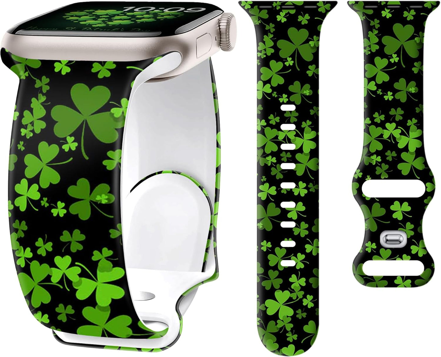Lucky Clover Band for Apple Watch Bands 46Mm 45Mm 44Mm 49 42Mm(S3) for Women, St Patricks Day Silicone Iwatch Bands Series 10 9 8 7 SE 6 5 4 3, Shamrocks Gifts Strap for Apple Watch Band