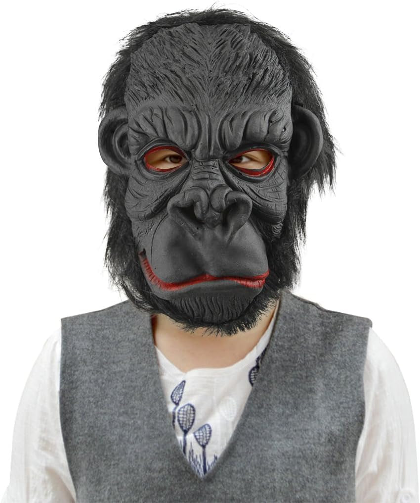 Halloween Party Cosplay Costume Porps Smile Gorilla Ape Full Head Mask Latex Animal Head Fancy Dress Costume Props
