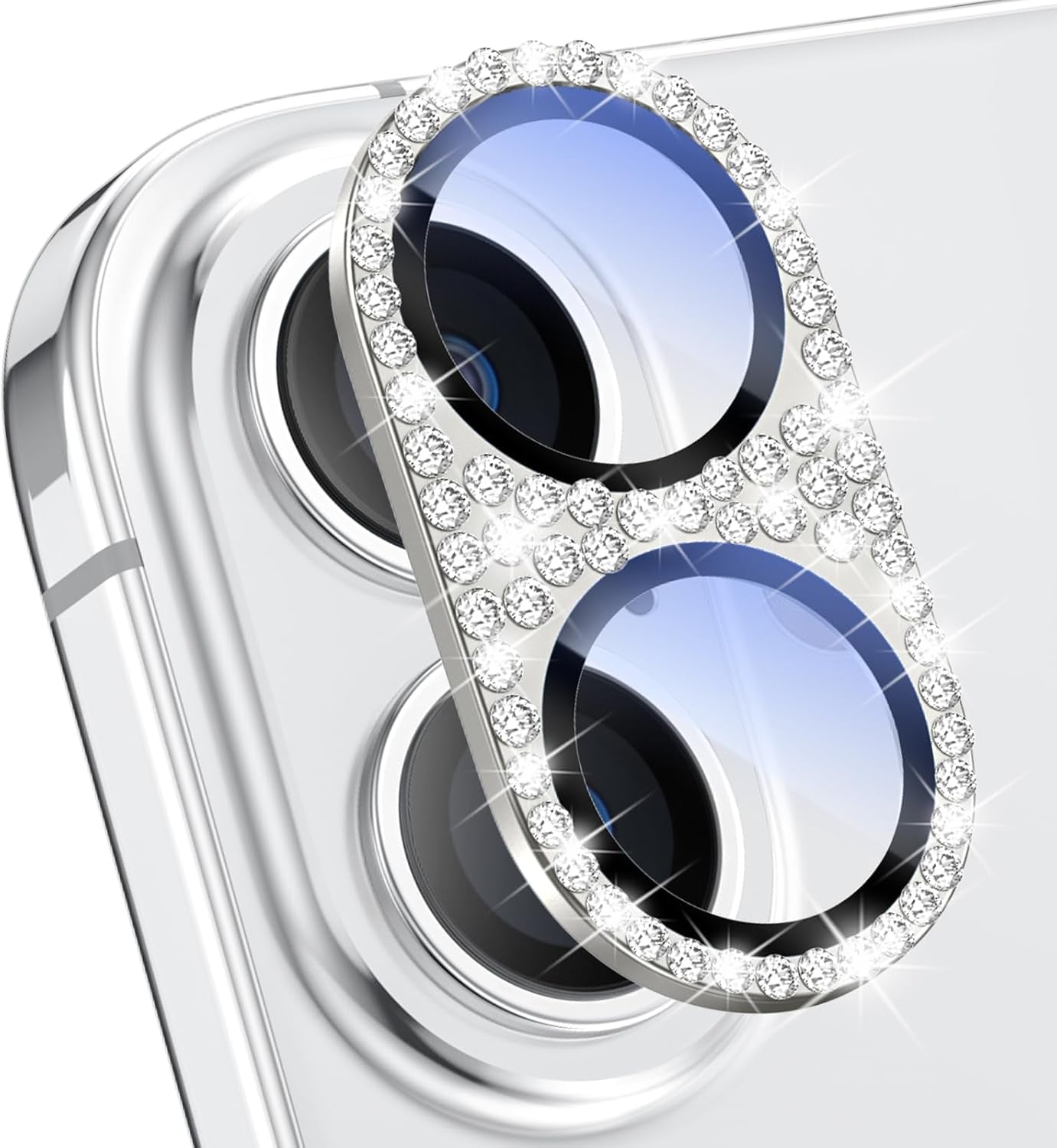 Compatible for Iphone 16 plus & 16 Camera Lens Protector, Bling Glitter Metal Cover Glass Lens Screen Protective Accessories for Iphone 16 Plus
