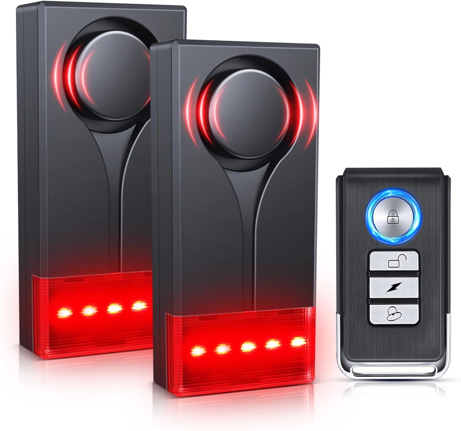 Car Anti-Theft Vibration Alarm,  108Db Car Vibration Sound & Light Alarm, Wireless Remote Vibration Sensor Car Alarm Vehicle Security Alarm System Automotive Warning Interior Safety Red Light