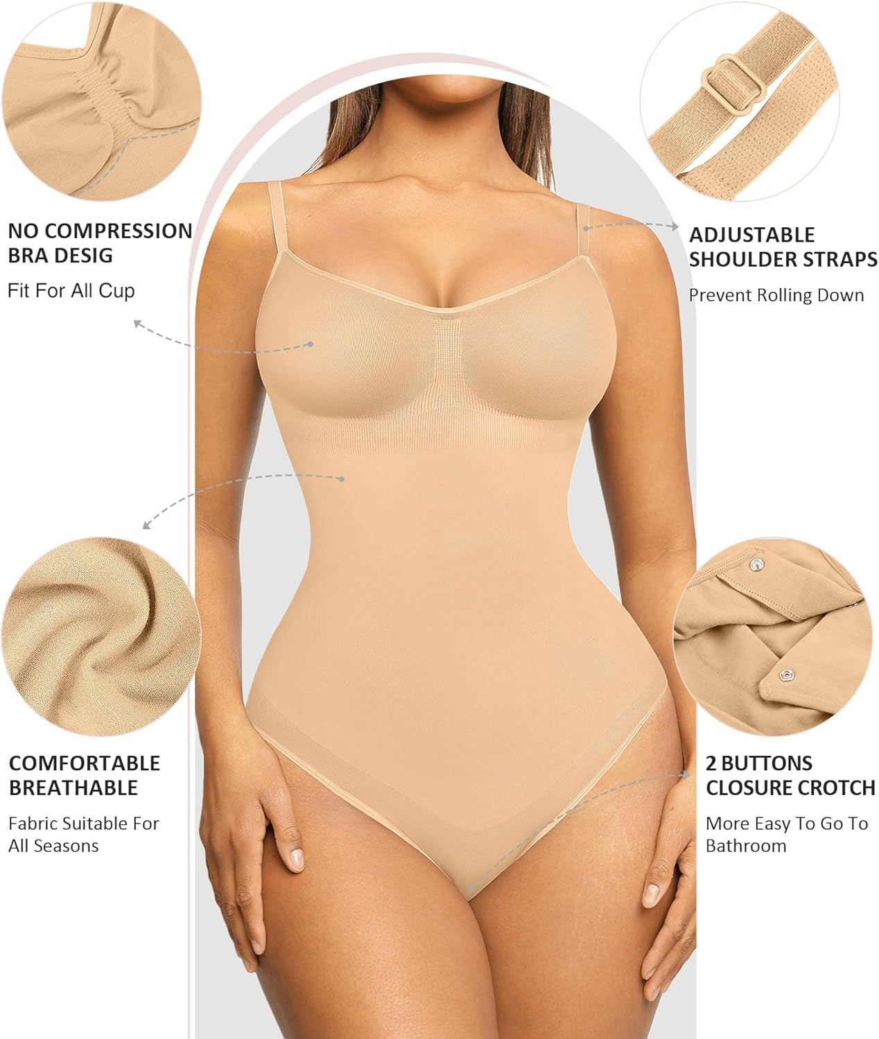Shapewear Bodysuit Sculpting Tummy Control Body Shaper for Women Seamless plus Size Butt Lifting Shaper