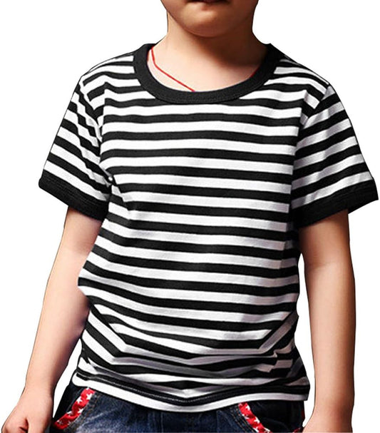 Kid'S Boys Pugsley Addams Shirt Black White Striped Mime T Shirt Halloween Costumes Bank Robber Novelty T-Shirts