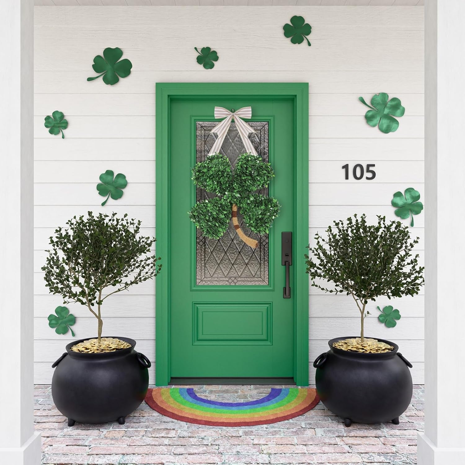 St. Patrick'S Day Decorations, Shamrock Wreath for St. Patrick'S Day Decor, Lucky Green St. Patrick'S Day Door Swag for Fireplace Mantel Walls