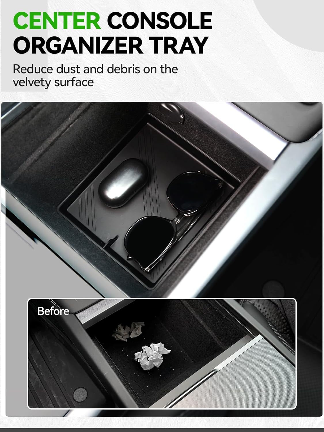 7PCS Center Console Organzier Tray for Tesla Model 3 Highland 2025 2024, Armrest Hidden Storage Box Cup Holder Wireless Charger Pad for Tesla Model 3 Accessories 2024 2025