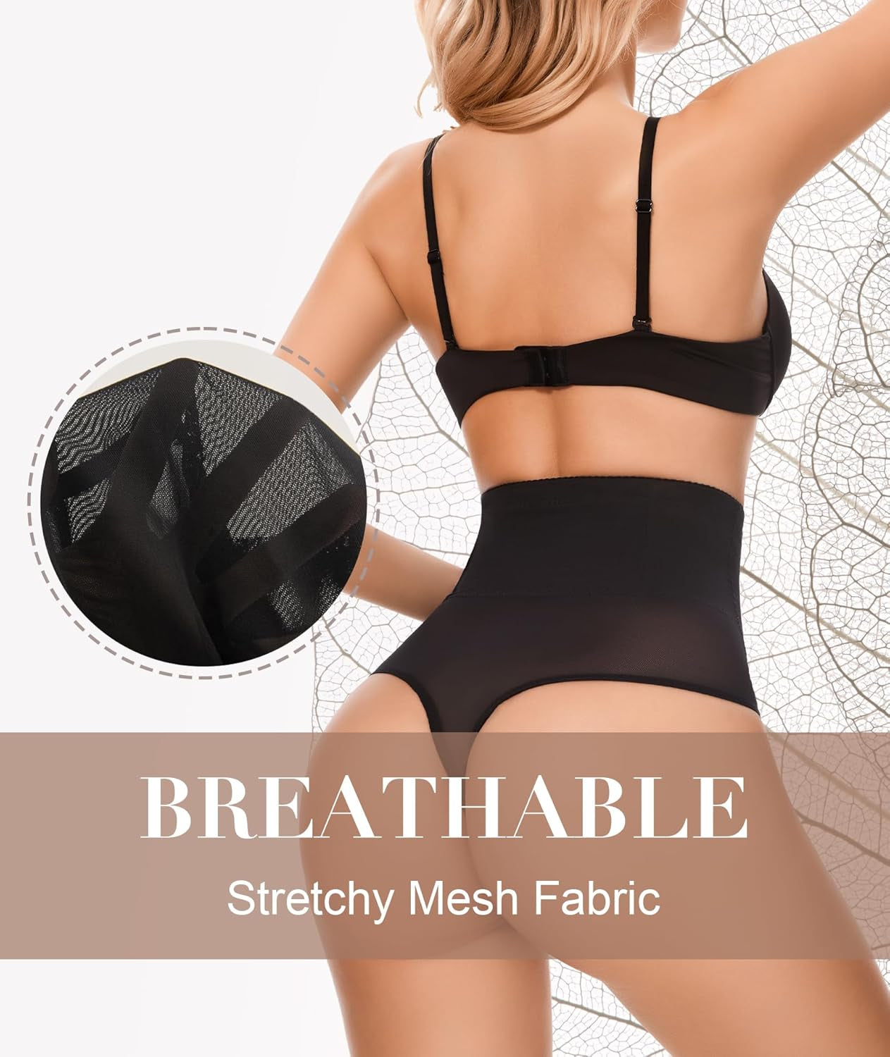 Tummy Control Thong Shapewear for Women-High Waisted Body Shaper Thong Panties Girdle Seamless Compression Underwear