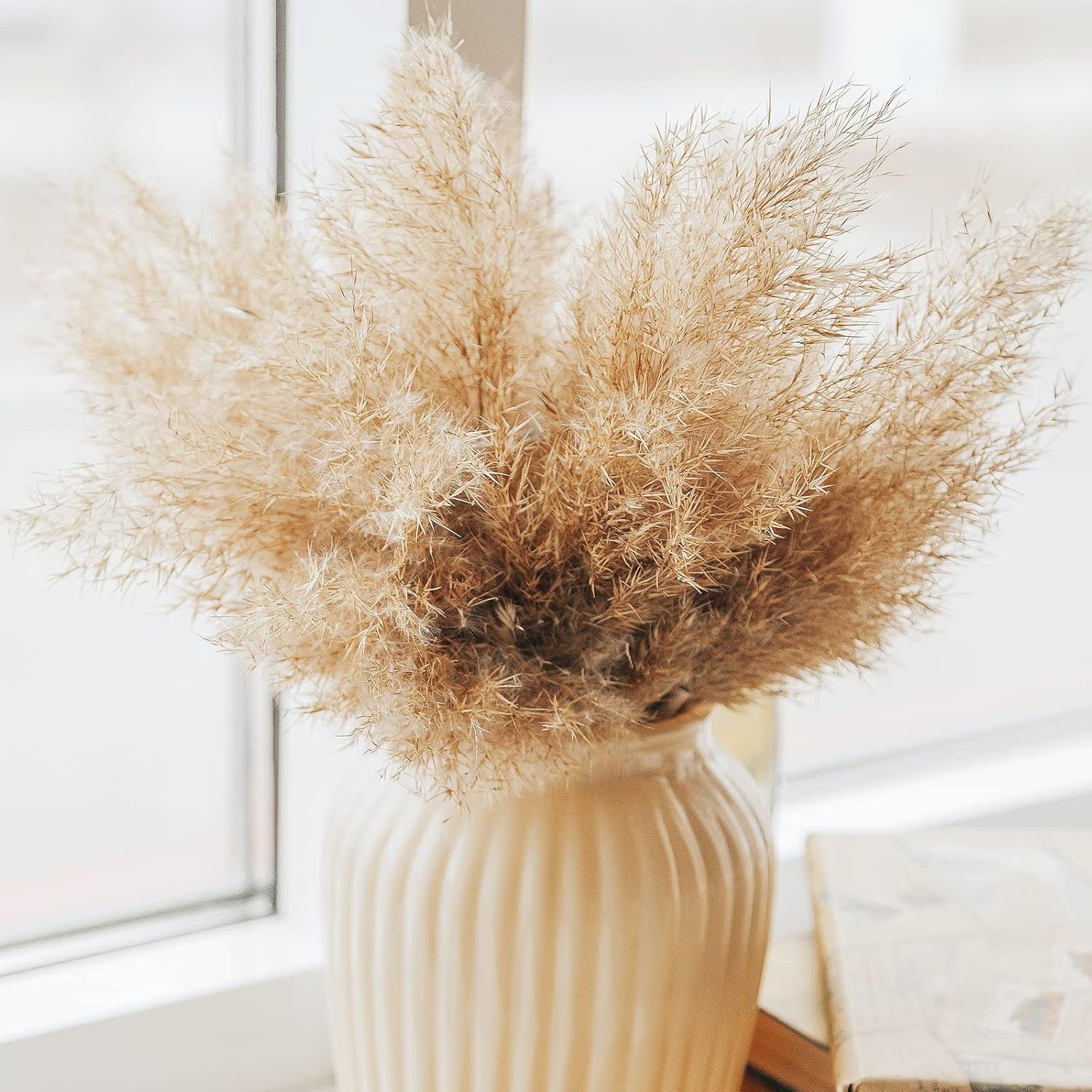 30 PCS Boho Decor, Fluffy Pompas Grass, Natural Dry Pampas Grass Small, Short Pampass Bulk for Boho Room Decor, Coffee Table Decor (17 Inch )