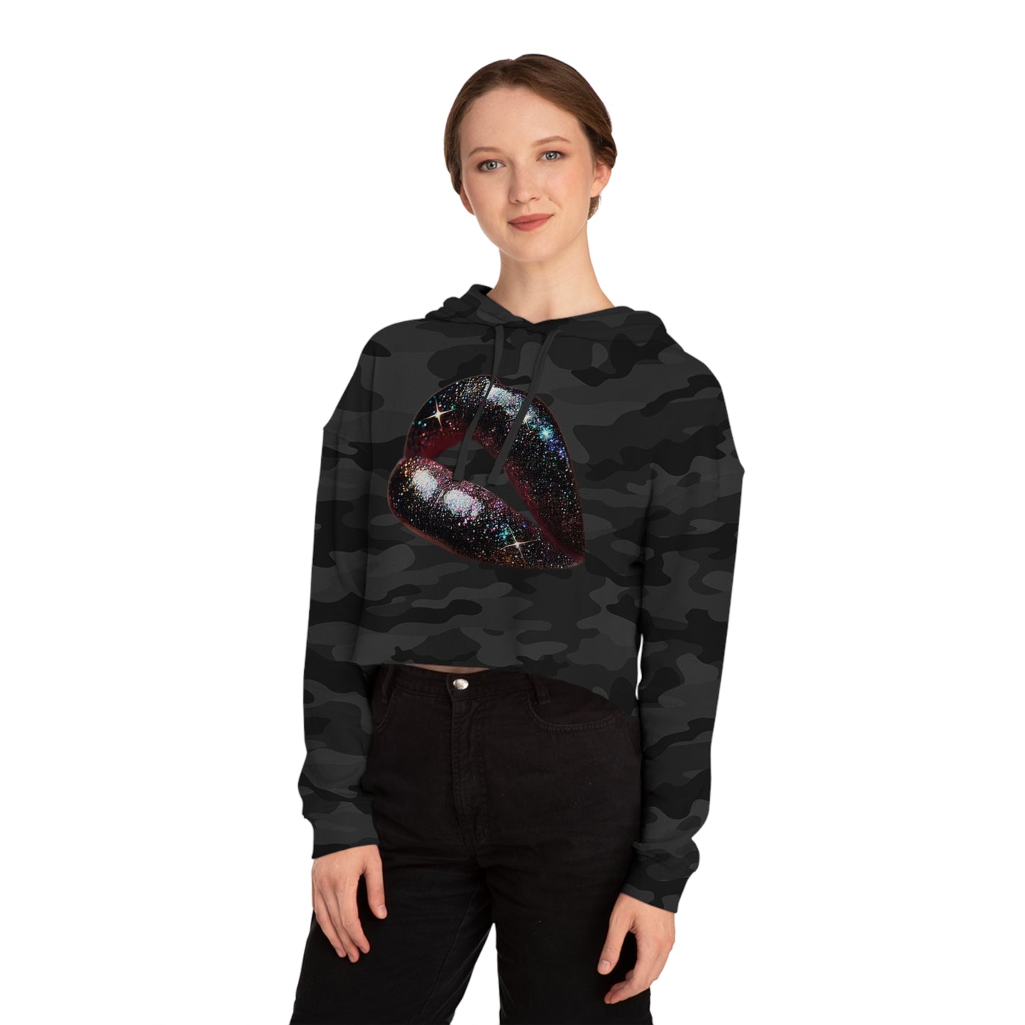 GALAXY LIP GLOSS Women’s Cropped Hooded Sweatshirt