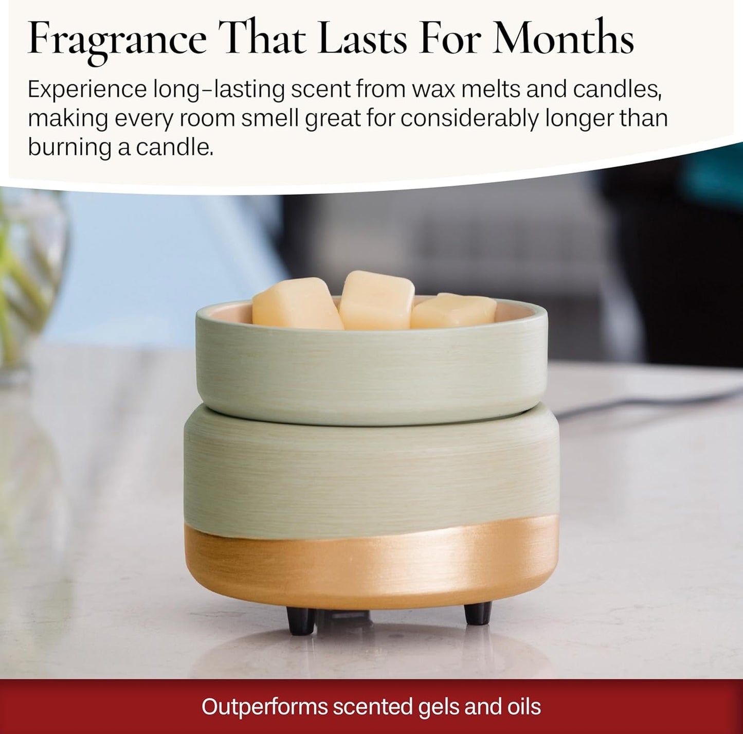 ETC 2-In-1 Candle and Fragrance Warmer for Warming Scented Candles or Wax Melts and Tarts with to Freshen Room, Midas