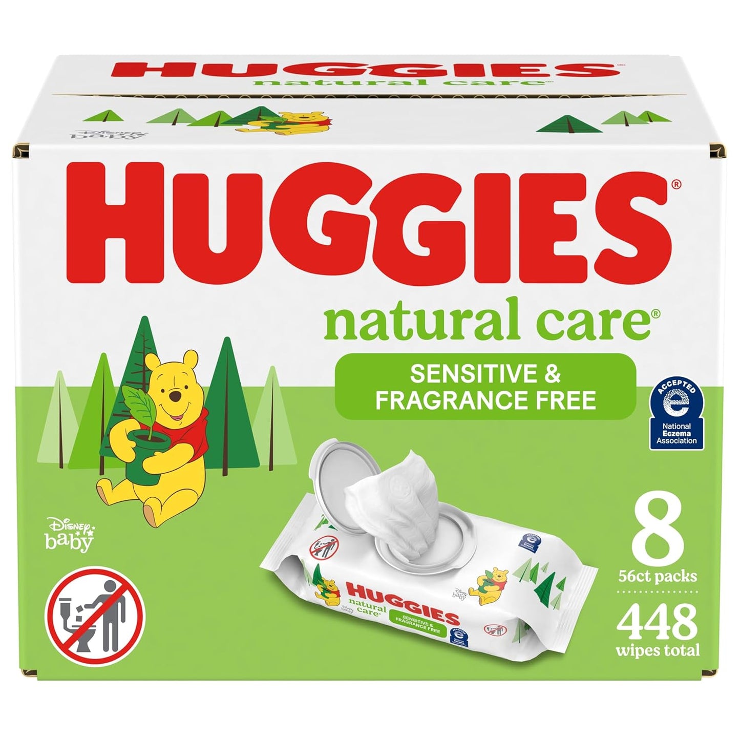 Natural Care Sensitive Baby Wipes, Unscented, Hypoallergenic, 99% Purified Water, 12 Flip-Top Packs (768 Wipes Total), Packaging May Vary