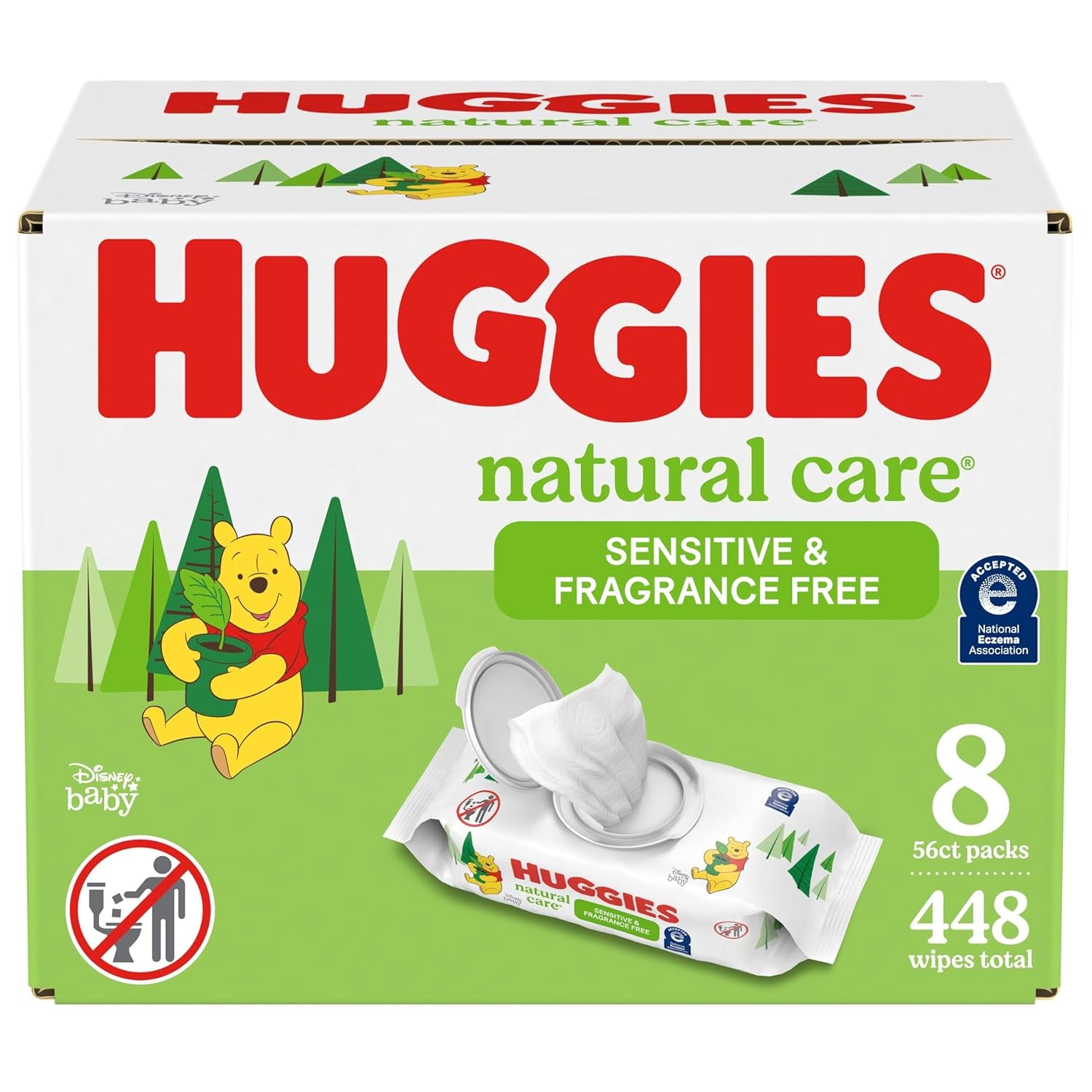 Natural Care Sensitive Baby Wipes, Unscented, Hypoallergenic, 99% Purified Water, 12 Flip-Top Packs (768 Wipes Total), Packaging May Vary