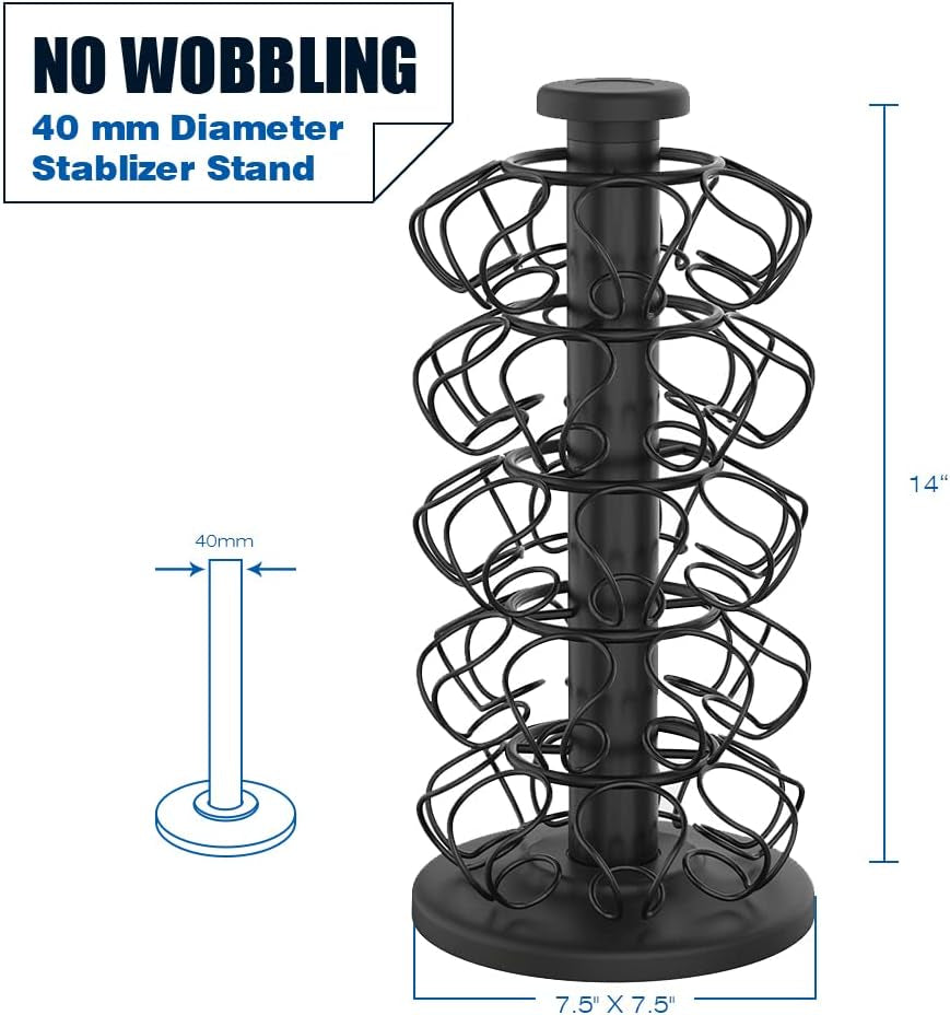 Coffee Pod Holder Carousel Compatible with 35 K Cup Pods, KRT35A-BLK