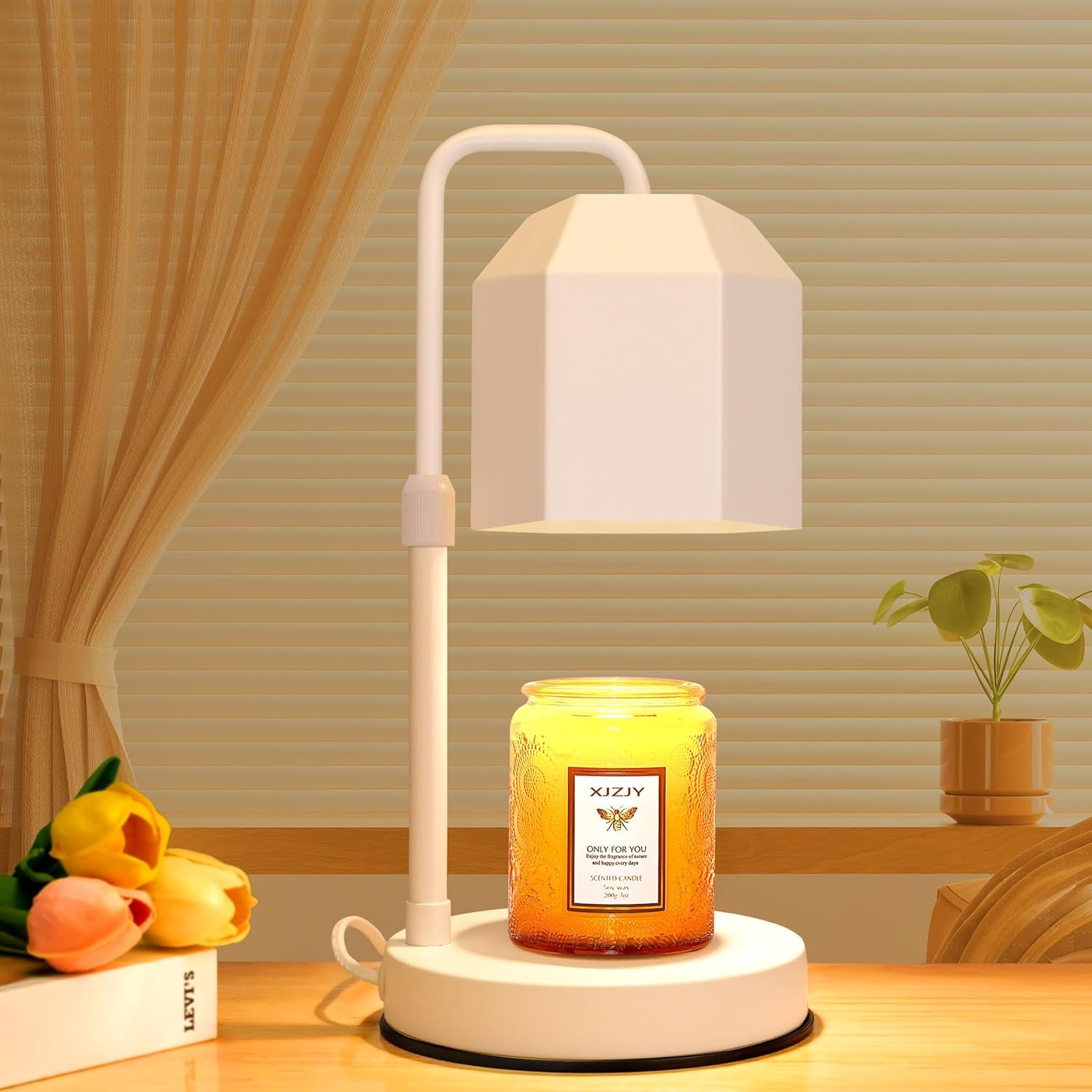 Candle Warmer Lamp with Timer Dimmer,Adjustable Height Candle Warmer, Candle Lamp for Scented Wax Jar Candles,Mothers Day Gifts for Women,House Warming Gifts for New Home Bedroom Decor,Black