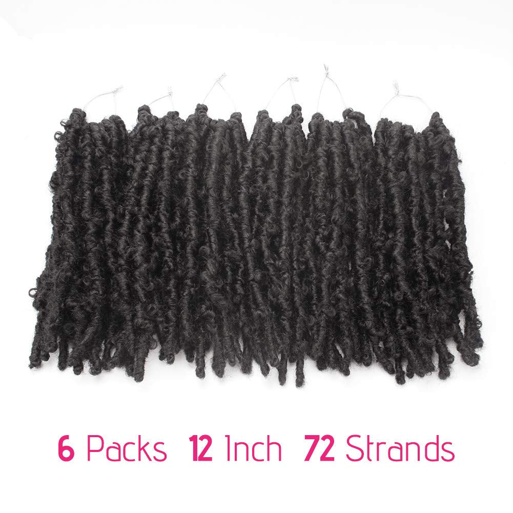 6 Packs Butterfly Locs Crochet Hair 12 Inch Pre Looped Distressed Locs Crochet Braids (2#)
