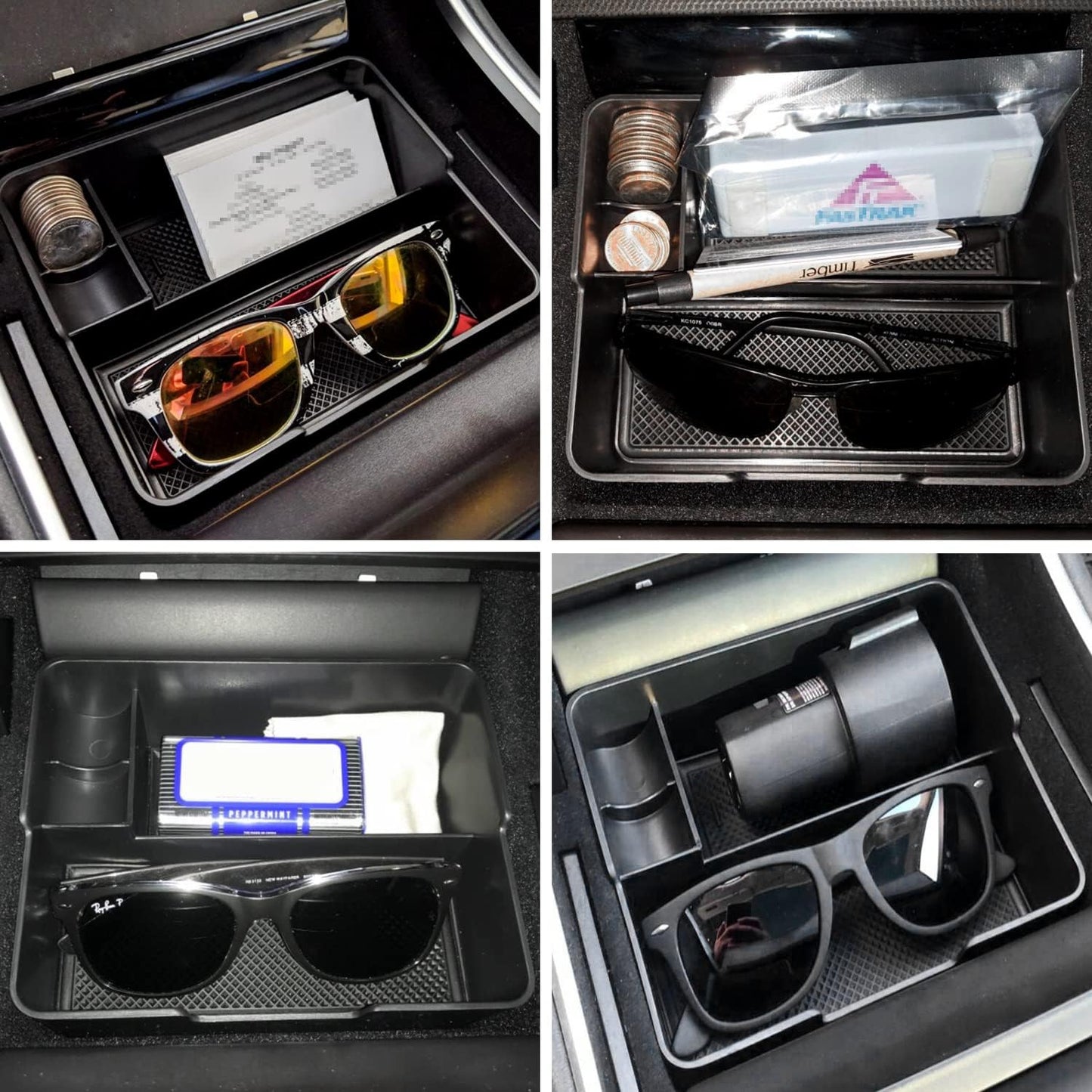 Compatible with Tesla Model 3/Y Accessories Center Console Organizer Tray Fits for Tesla Model 3 2017 2018 2019 2020 /Model Y 2020 （The Cover Closed Rotary Version）