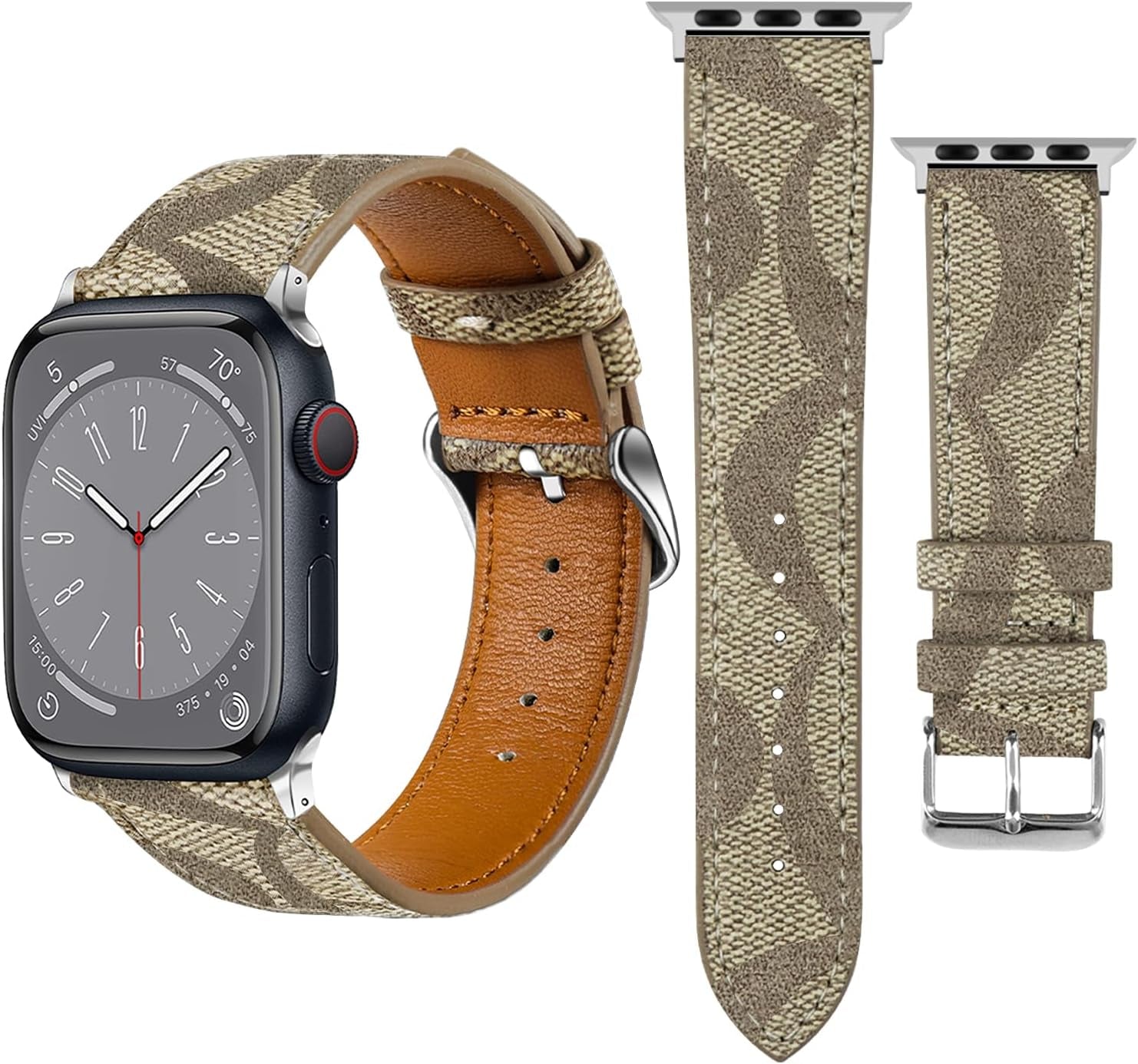 Leather Band Compatible with Apple Watch 38Mm 40Mm 41Mm 42Mm 44Mm 45Mm 49Mm Women Men, Luxury Designer Soft Wristband for Iwatch Ultra/Ultra 2 Series 9 8 7 6 5 4 3 2 1 SE