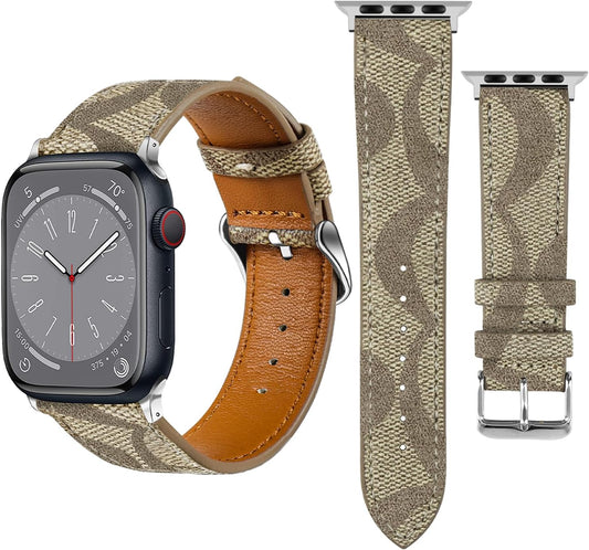 Leather Band Compatible with Apple Watch 38Mm 40Mm 41Mm 42Mm 44Mm 45Mm 49Mm Women Men, Luxury Designer Soft Wristband for Iwatch Ultra/Ultra 2 Series 9 8 7 6 5 4 3 2 1 SE