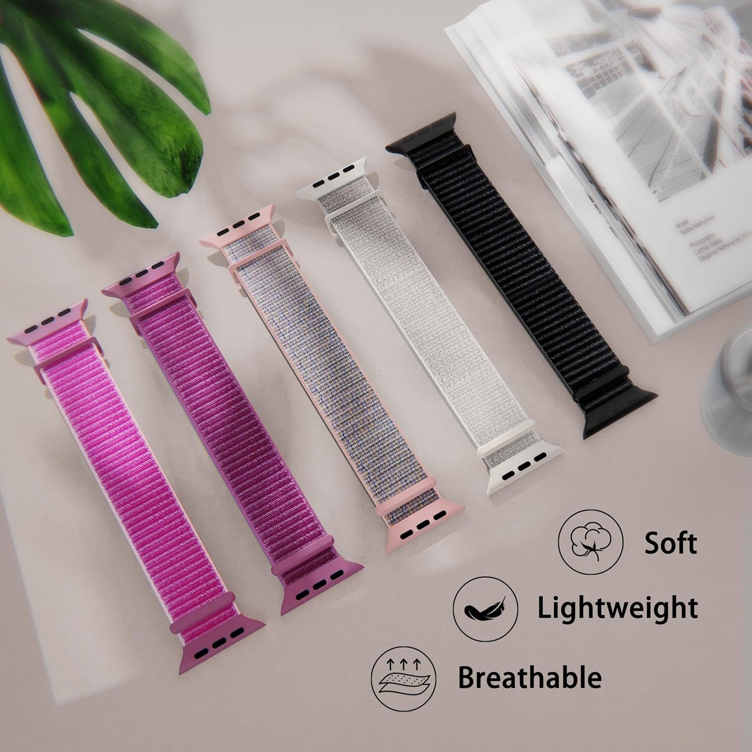 Nylon Bands Compatible with Apple Watch Band Women 40MM 38MM 41MM 42MM 44MM 45MM 49MM, Sport Loop Strap for Iwatch Series SE 9 8 7 6 5 4 3 2 Ultra