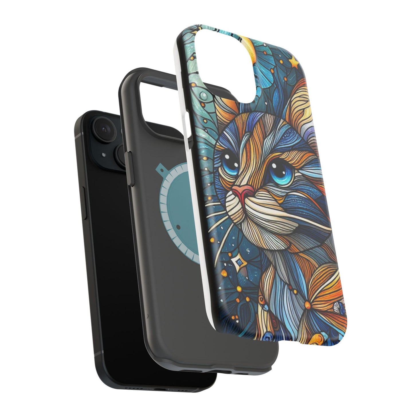 Cat-Stained Glass Magnetic Tough Cases