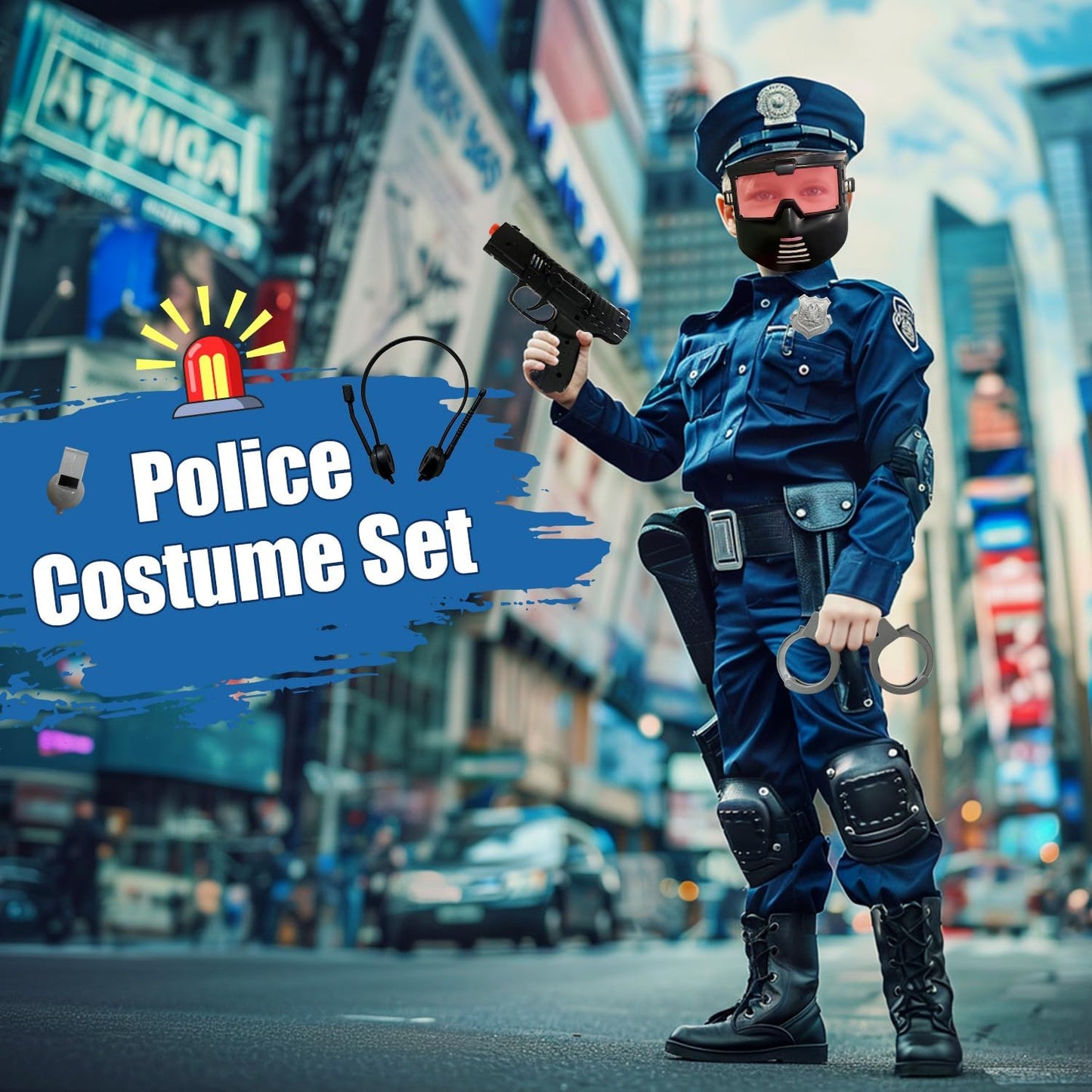 Police Toys, 6PCS Swat Gear Pretend Play Toy Set for Kids, Military Army Soldiers Costume Accessories Halloween Costumes Gifts for Boys and Girls