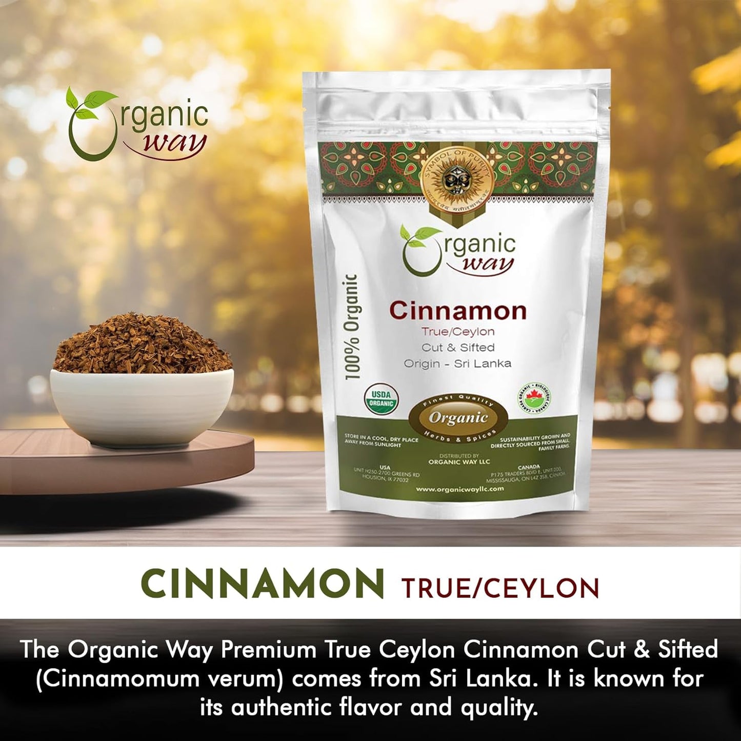 Premium True Ceylon Cinnamon Cut & Sifted (Cinnamomum Verum) - Adds Flavour | Raw, Non GMO & Gluten Free | USDA Certified | Origin - Sri Lanka (1 LBS / 16OZ) TLBH